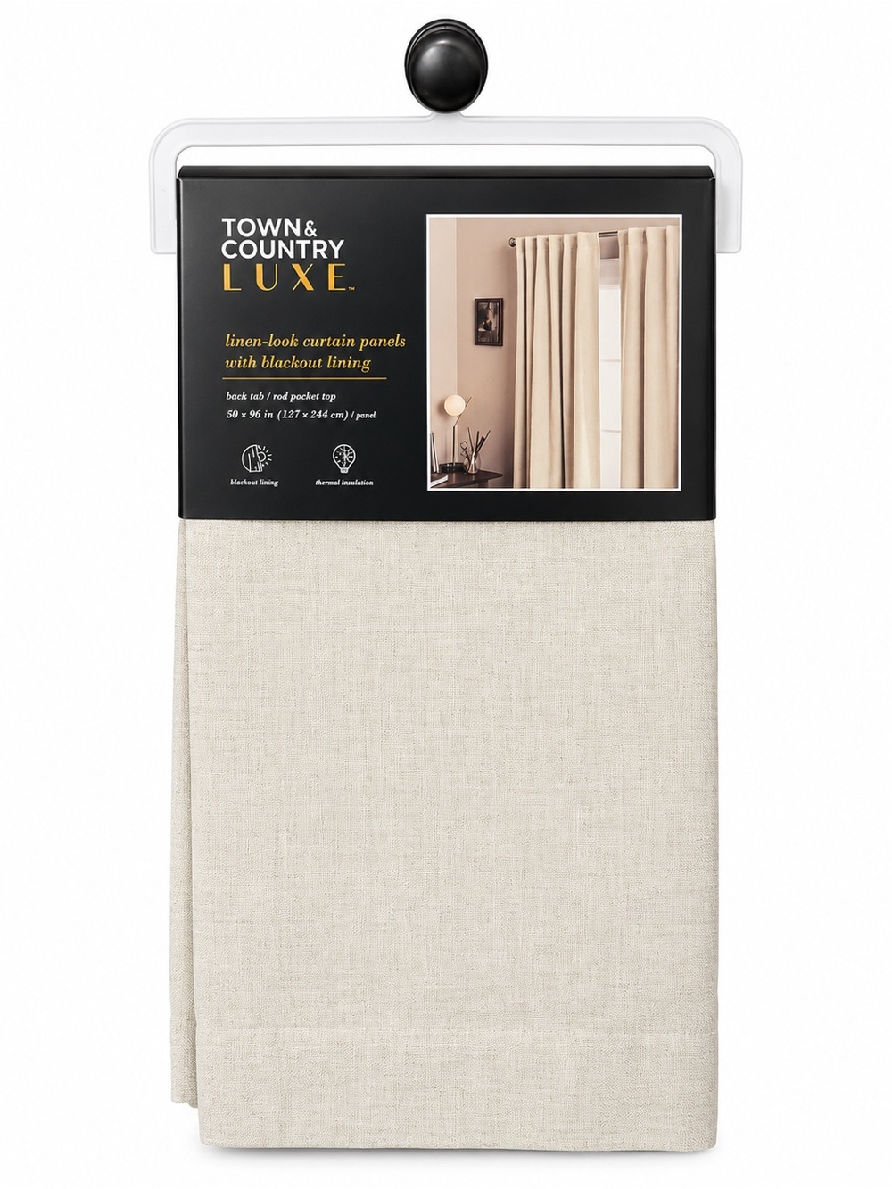 Town & Country Luxe Linen-Look Curtain Panel in Natural 50x96